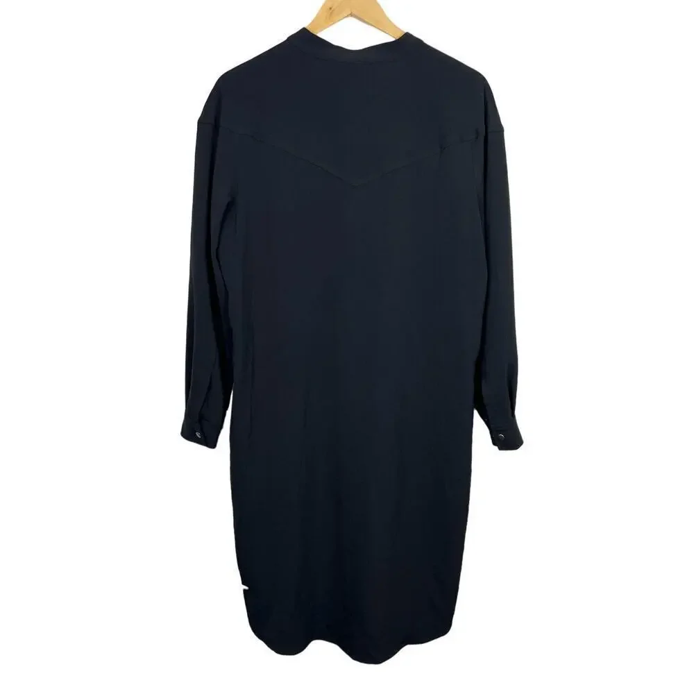 Rebecca Minkoff Callie Black Button Down Shirt Dress Small Pockets No Belt - Picture 3 of 10